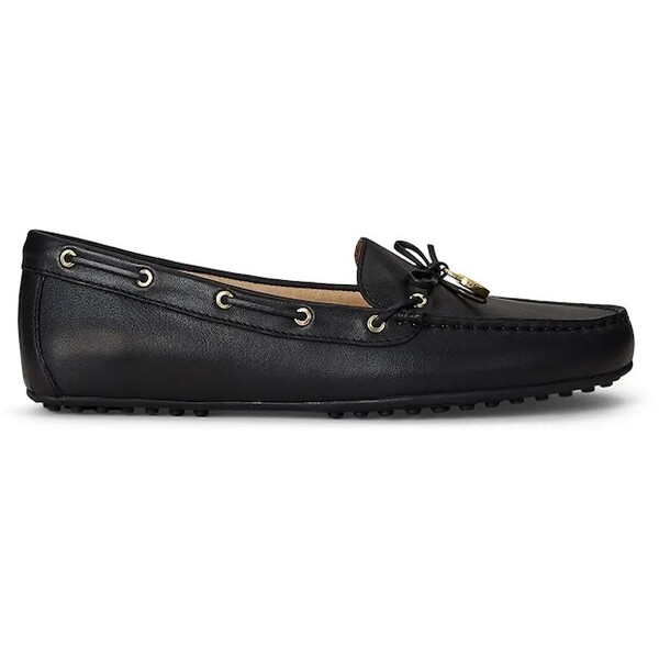 Lauren Ralph Lauren mokasyny skórzane Wylie  damskie kolor czarny na płaskim obcasie 802967751001 802967751001.001