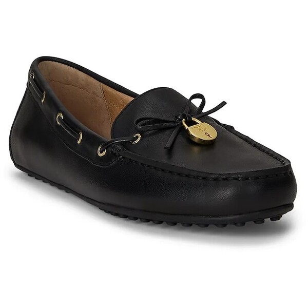 Lauren Ralph Lauren mokasyny skórzane Wylie  damskie kolor czarny na płaskim obcasie 802967751001 802967751001.001