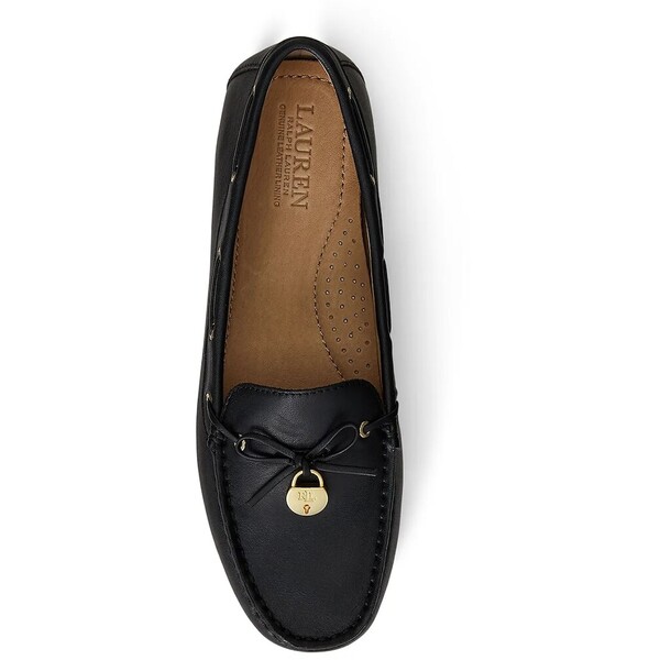 Lauren Ralph Lauren mokasyny skórzane Wylie  damskie kolor czarny na płaskim obcasie 802967751001 802967751001.001