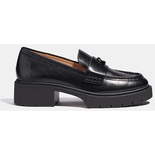 Coach loafers damskie skórzane Leah Loafer  czarne na niskim obcasie CCM08 CCM08.BLK