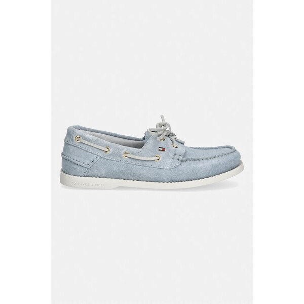Tommy Hilfiger mokasyny damskie zamszowe HILFIGER SUEDE BOAT SHOE  niebieskie FW0FW09338
