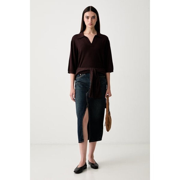 Levi's spódnica jeansowa DECON SLIT MIDI  granatowa z efektem sprania 008AF