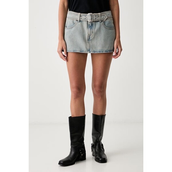 Levi's spódnica jeansowa BELTED MINI  niebieska gładka 0089R