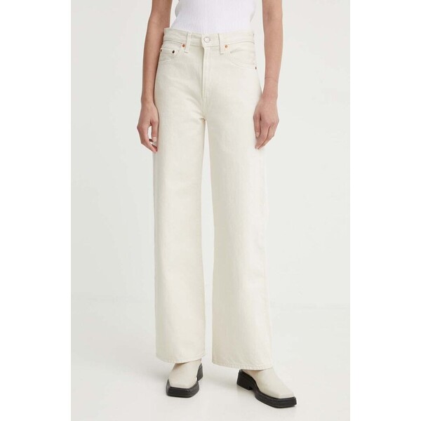 Levi's jeansy wide leg damskie RIBCAGE WIDE LEG  beżowe A6081