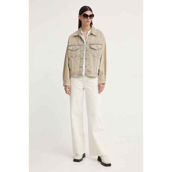 Levi's jeansy wide leg damskie RIBCAGE WIDE LEG  beżowe A6081