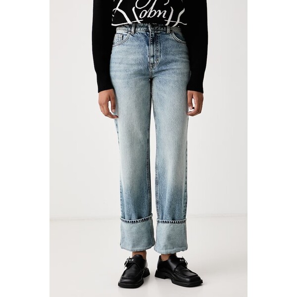 HUGO jeansy straight damskie Gilissi_6  niebieskie 50563500