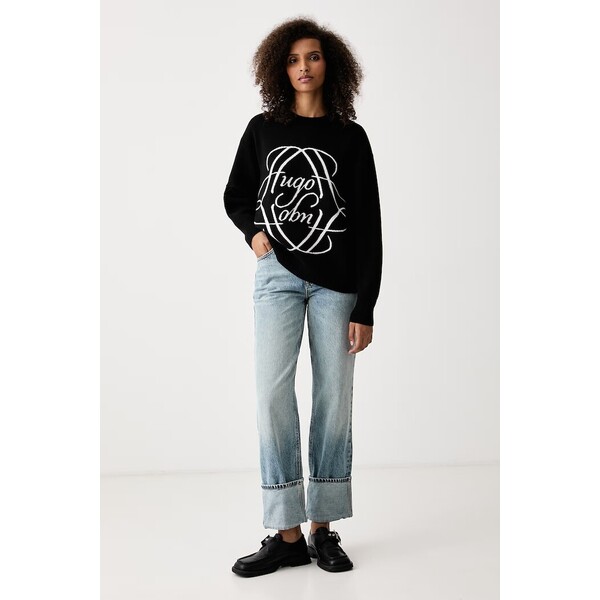 HUGO jeansy straight damskie Gilissi_6  niebieskie 50563500