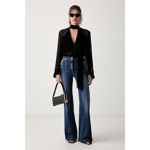 Elisabetta Franchi jeansy flare damskie  niebieskie PJ12D66E2