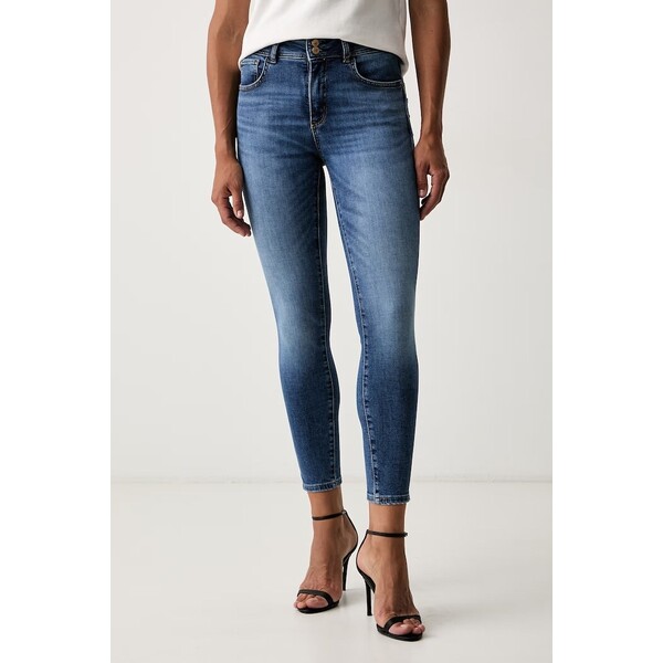 Guess jeansy skinny damskie SHAPE UP  niebieskie W6YA34 D1594 W6YA34.D1594