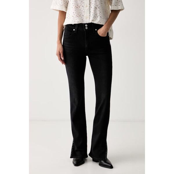 Levi's jeansy bootcut damskie 725 STUDDED SLIT HEM  czarne 008T4