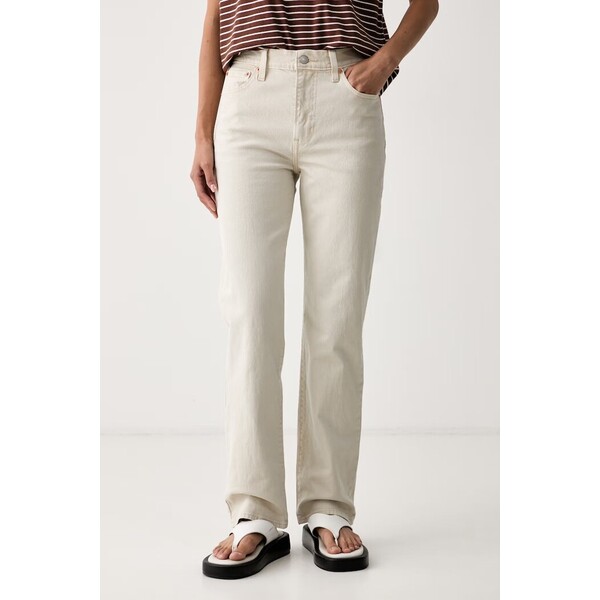 Levi's jeansy slim fit damskie RIBCAGE SLIM  beżowe 0081W-0004 0081W.0004