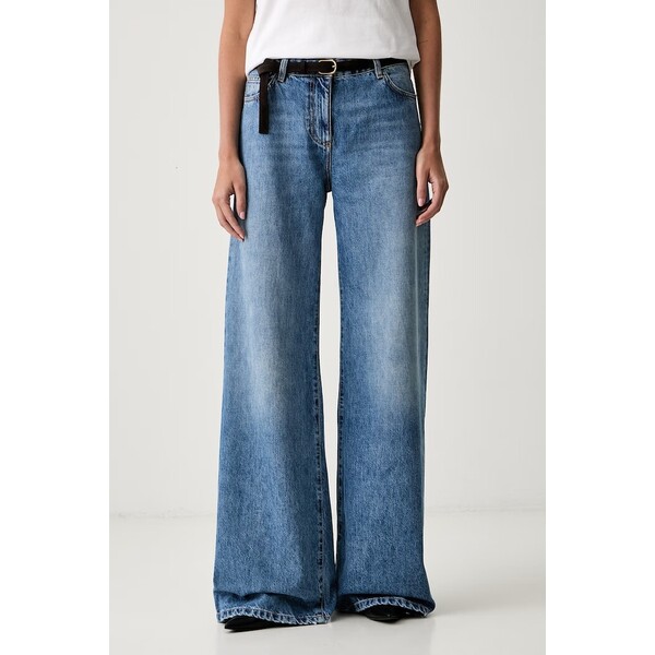 Elisabetta Franchi jeansy wide leg damskie  niebieskie PJ20N66E2
