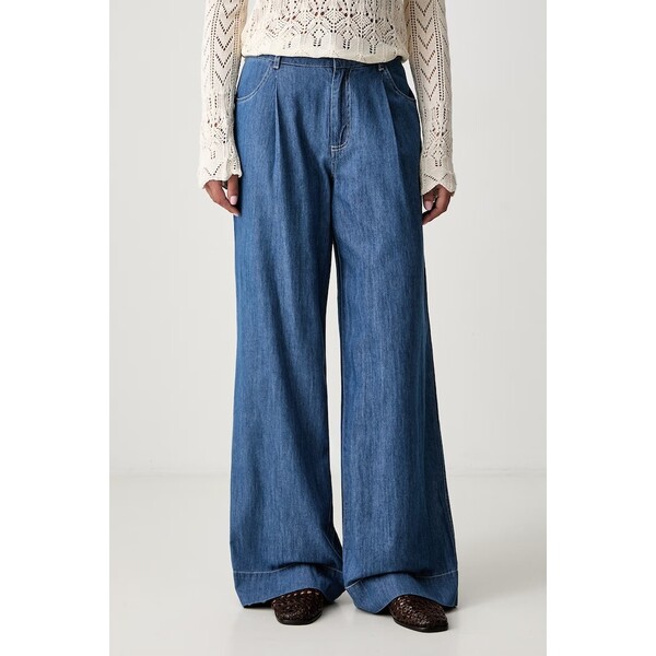 Hoss Intropia jeansy wide leg damskie  niebieskie 8024262