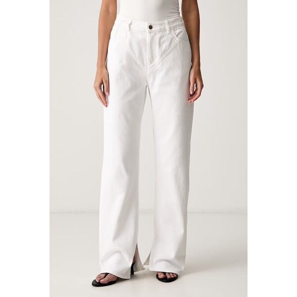 Le Privé jeansy straight damskie DEMI JEANS BLANC  białe LP00792