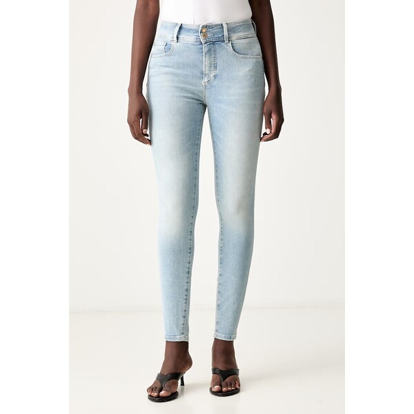 Guess jeansy skinny damskie SHAPE UP  niebieskie W6YA34 D1592 W6YA34.D1592