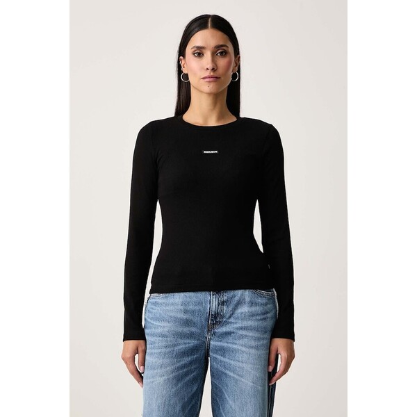 Guess Jeans longsleeve damski z bawełną  czarny W6BP05 K5470 W6BP05.K5470