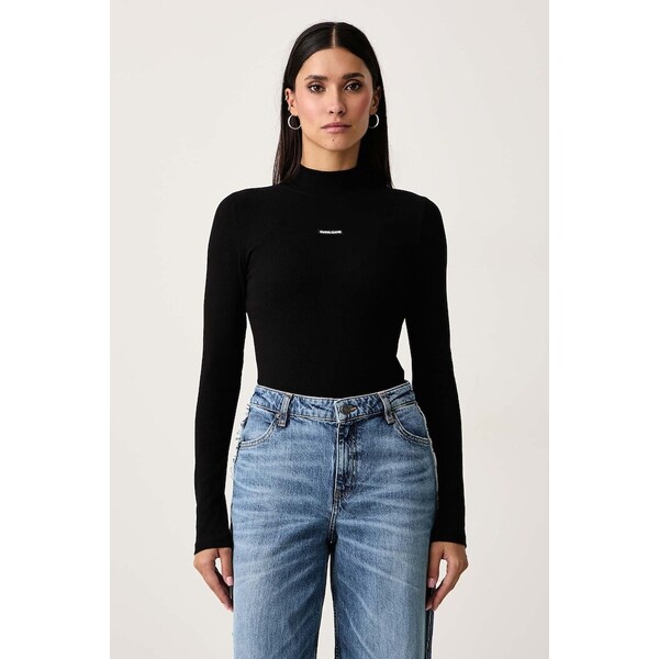 Guess Jeans longsleeve damski bawełniany z elastanem  czarny W6BP06 K5471 W6BP06.K5471