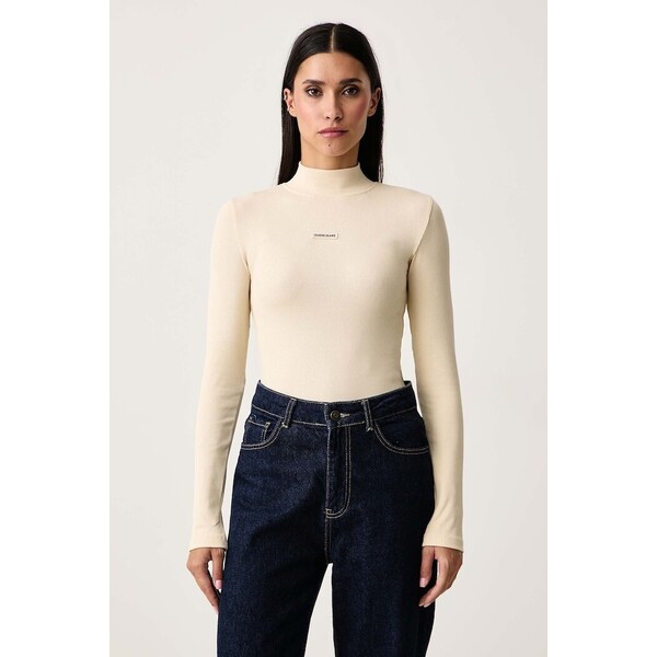 Guess Jeans longsleeve damski bawełniany z elastanem  beżowy W6BP06 K5471 W6BP06.K5471