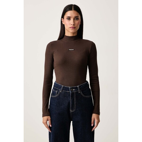 Guess Jeans longsleeve damski bawełniany z elastanem  brązowy W6BP06 K5471 W6BP06.K5471
