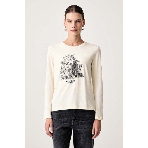 Weekend Max Mara longsleeve damski bawełniany z elastanem WKDCESTINO  beżowy 2625946042600