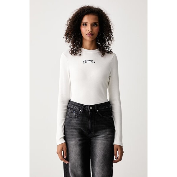 Tommy Jeans longsleeve damski bawełniany z elastanem  biały DW0DW23254