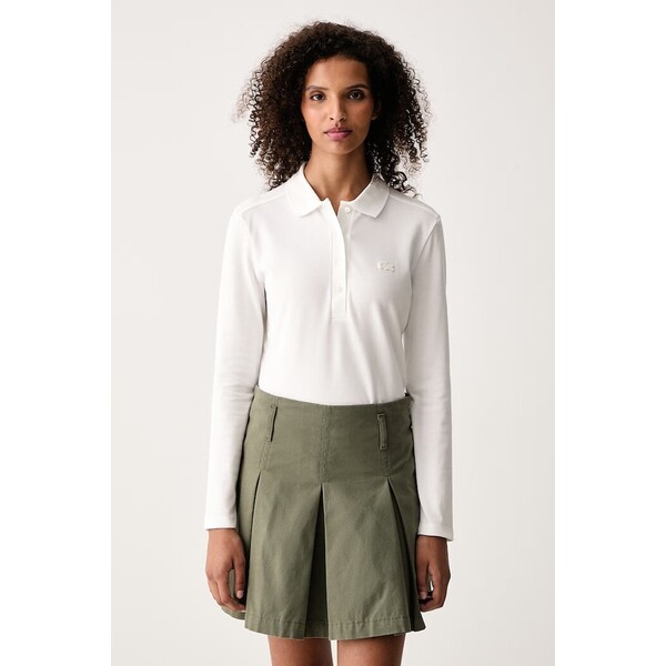 Lacoste longsleeve damski bawełniany z elastanem  beżowy PF5464