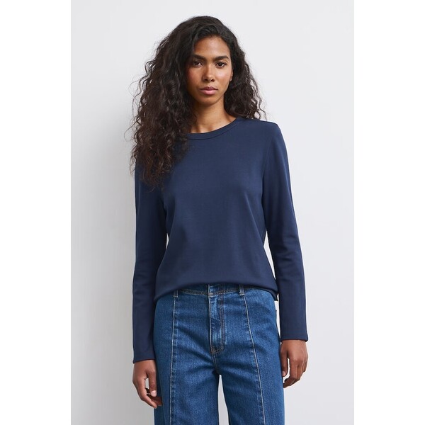 Medicine longsleeve damski bawełniany z elastanem  granatowy RW26-BUD052