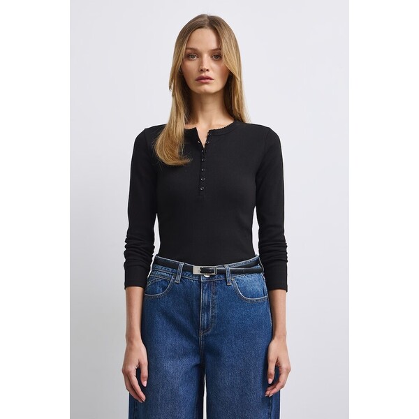 Medicine longsleeve damski bawełniany z elastanem  czarny RW26-BUD053