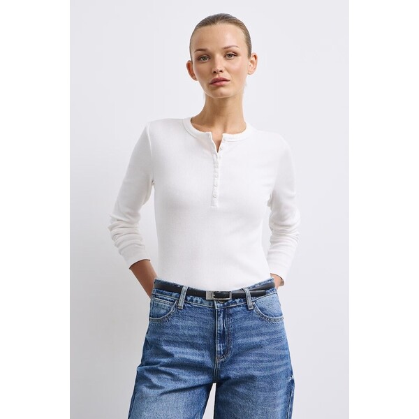 Medicine longsleeve damski bawełniany z elastanem  beżowy RW26-BUD053