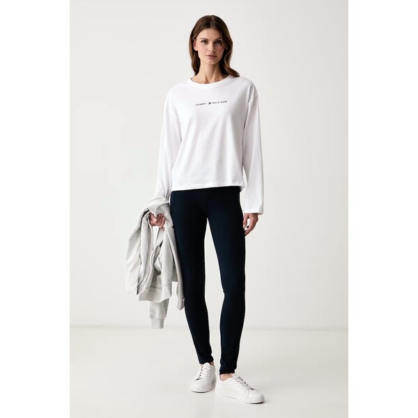 Tommy Hilfiger legginsy damskie z bawełną  granatowe regular waist UW0UW06618