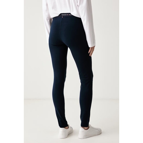 Tommy Hilfiger legginsy damskie z bawełną  granatowe regular waist UW0UW06618