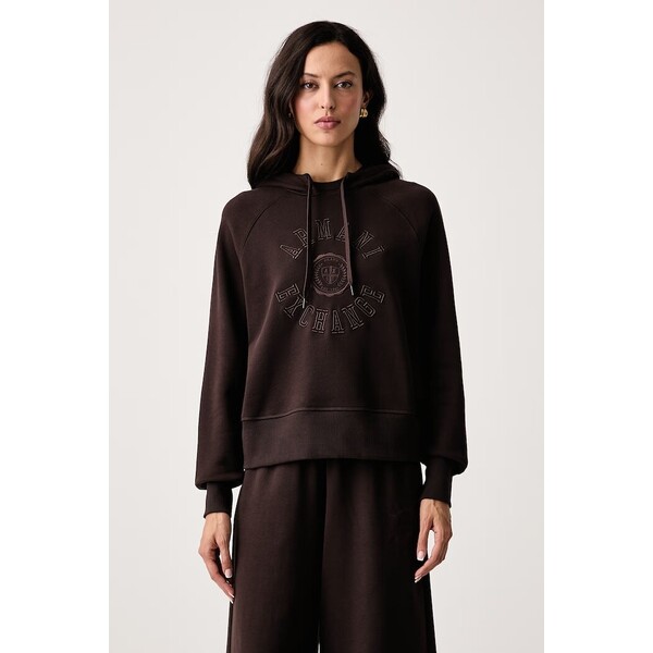 Armani Exchange bluza damska bawełniana  brązowa XW002657 AF25527 XW002657.AF25527