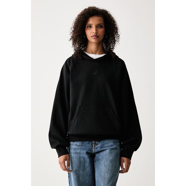 adidas bluza z kapturem damska bawełniana  czarna KV7339