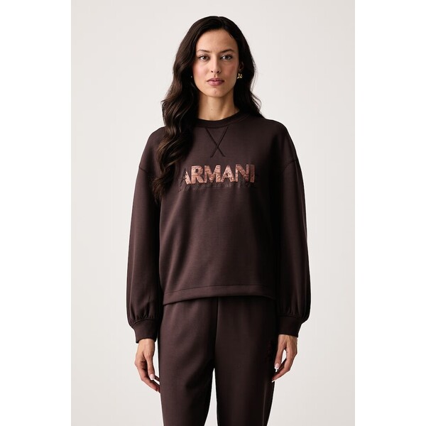 Armani Exchange bluza damska z wiskozą  brązowa XW002397 AF13397 XW002397.AF13397