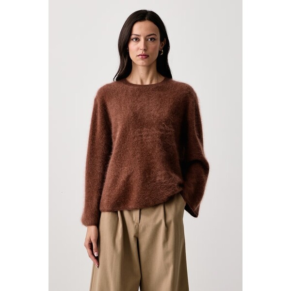 Marella sweter damski wełniany MLLVEZZOSO  brązowy 2623366245200