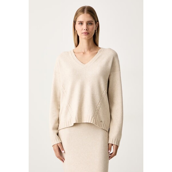Gaudi sweter damski z wiskozą  beżowy 621BD53001