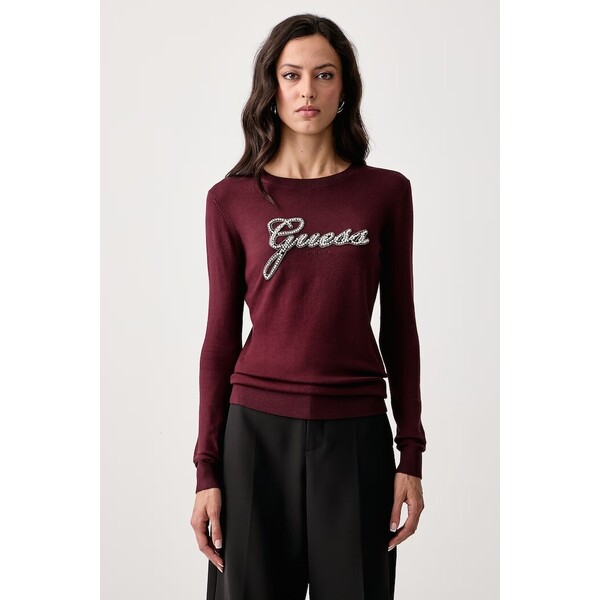 Guess sweter damski z wiskozą GEORGIA  bordowy W6BR53 Z1454 W6BR53.Z1454