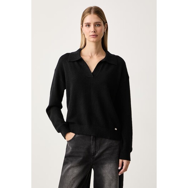 Gaudi sweter damski z dodatkiem wełny  czarny 621BD53044