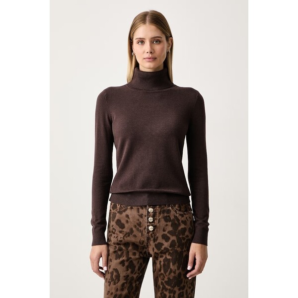 Gaudi sweter damski z wiskozą  brązowy 621BD53079