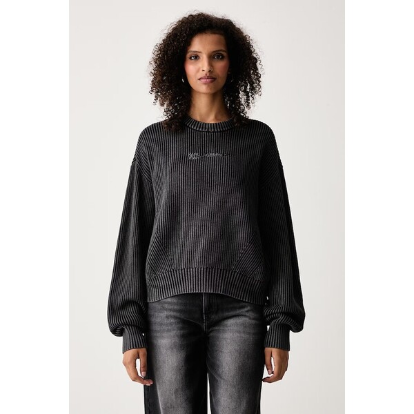 Karl Lagerfeld Jeans sweter damski bawełniany  szary B4W18075