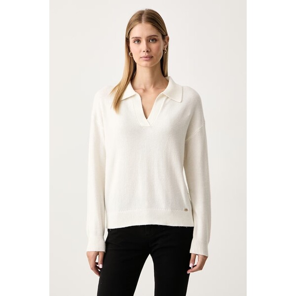 Gaudi sweter damski z dodatkiem wełny  beżowy 621BD53044