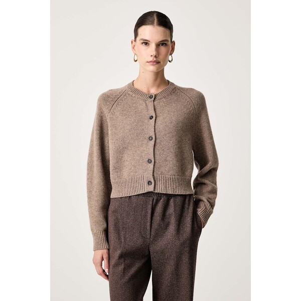 Weekend Max Mara kardigan damski wełniany WKDOMBROSA  brązowy 2625346062600