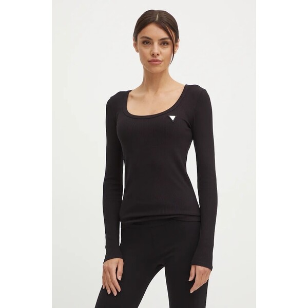 Guess longsleeve damski z bawełną  czarny V4BP07 K8RT2 V4BP07.K8RT2