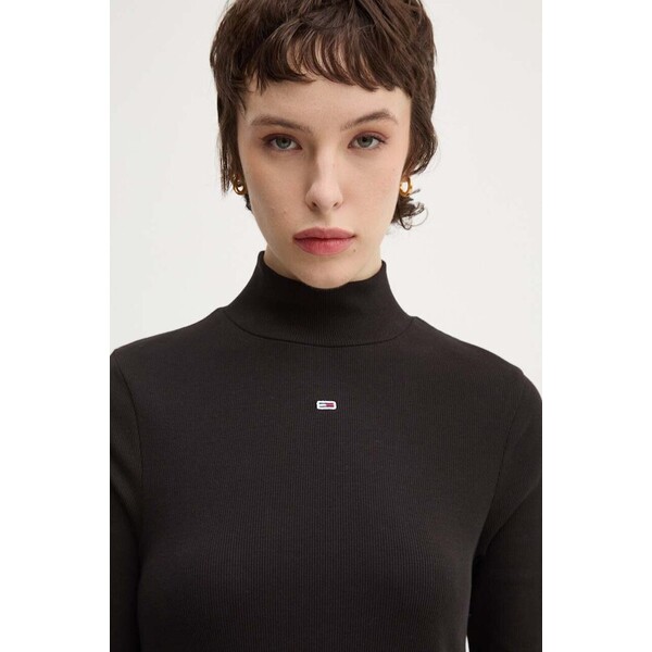Tommy Jeans longsleeve  damskie kolor czarny z półgolfem DW0DW19830