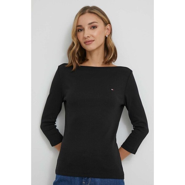 Tommy Hilfiger longsleeve damski bawełniany  czarny WW0WW40589