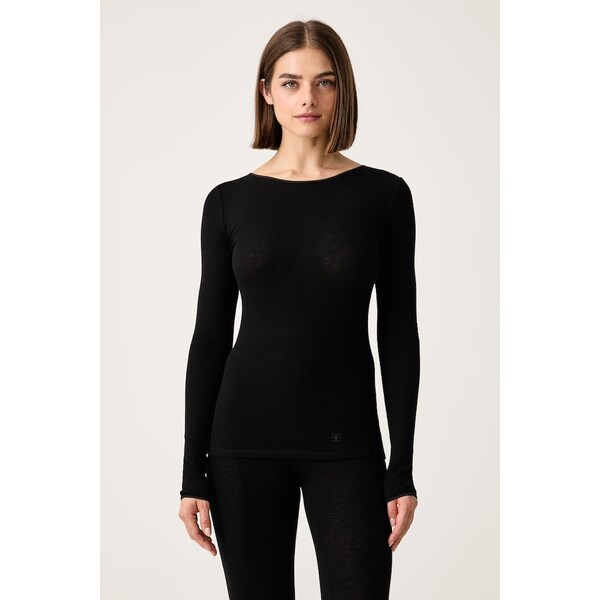 Chantelle longsleeve lounge damski z wełną Warm Radiance  czarny C1B8J2