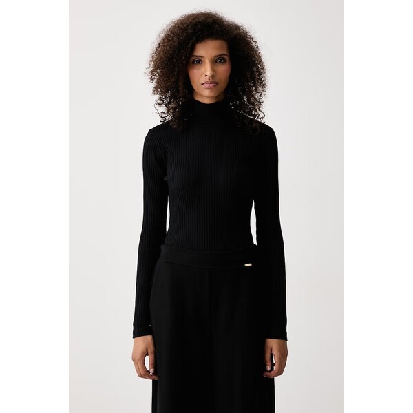 HUGO longsleeve damski bawełniany z elastanem Driza_4  czarny 50571245