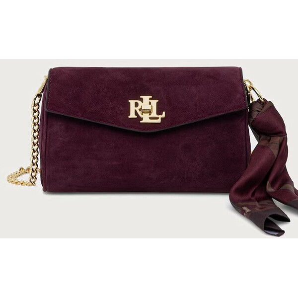 Lauren Ralph Lauren portfel crossbody damski skórzany  bordowy 432P18554