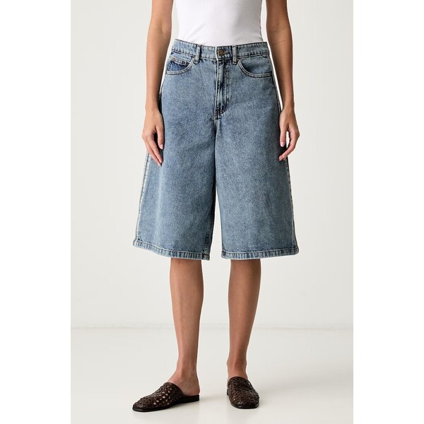 adidas Originals bermudy damskie jeansowe  niebieskie high waist KQ6478