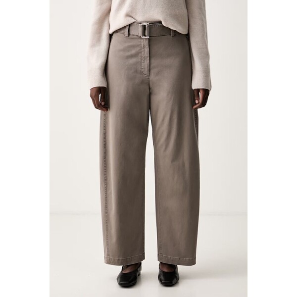 Marc O'Polo spodnie damskie z bawełną  beżowe high waist 5000014530